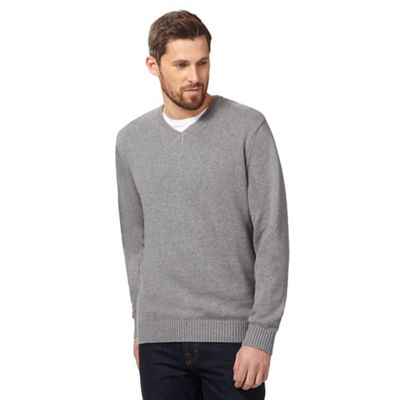 The Collection Big and tall grey v neck jumper